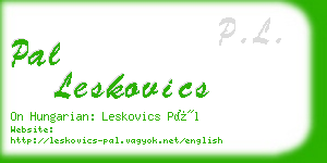 pal leskovics business card